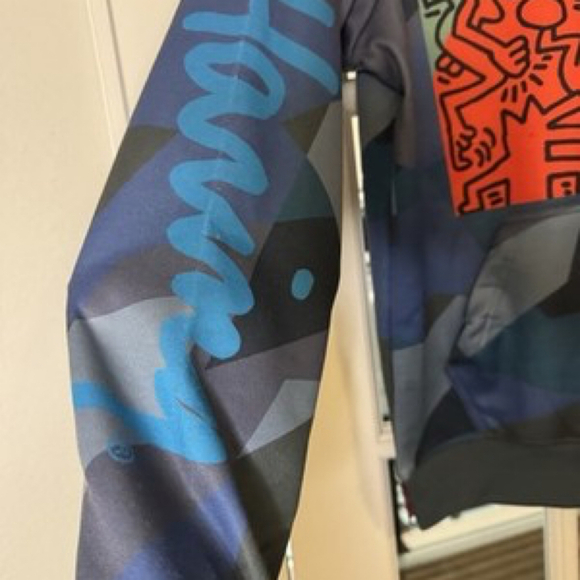 🔥 Keith Haring Member’s Only Hoodie Jacket Multi-Pattern Coat Teal Size Small - Picture 9 of 13